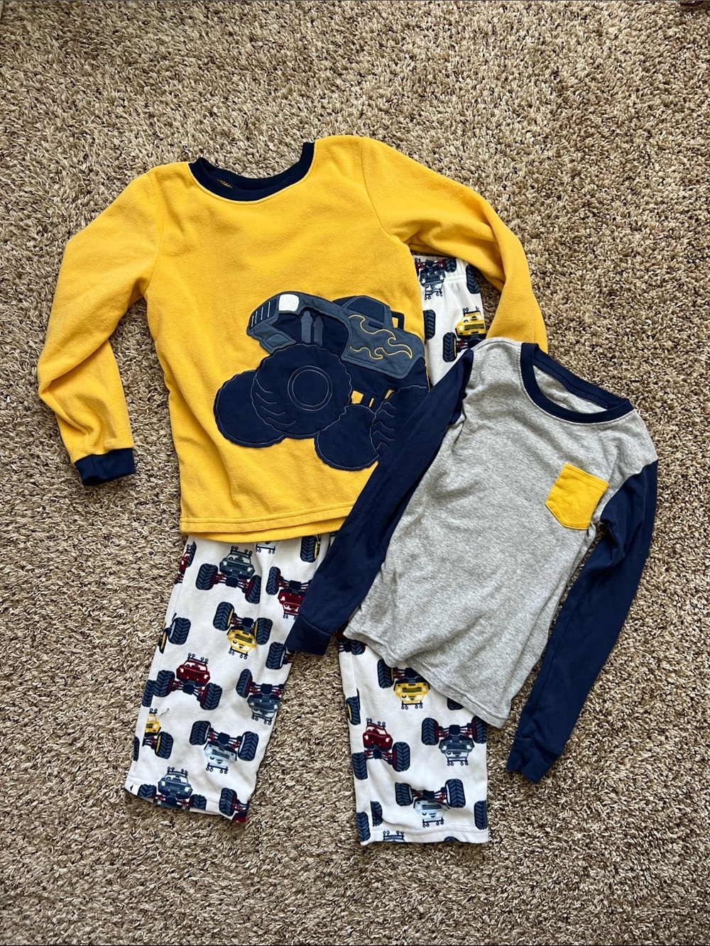 H&M Yellow and Navy Monster Truck 2-Piece Pajama Set
